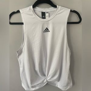 Adidas white tied workout top